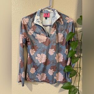 Ronner Design Top Womens Sport Quarter Zip Equestrian Pullover Floral